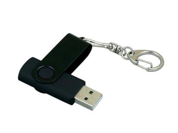 USB 2.0- флешка промо на 4 Гб с поворотным механизмом и однотонным металлическим клипом