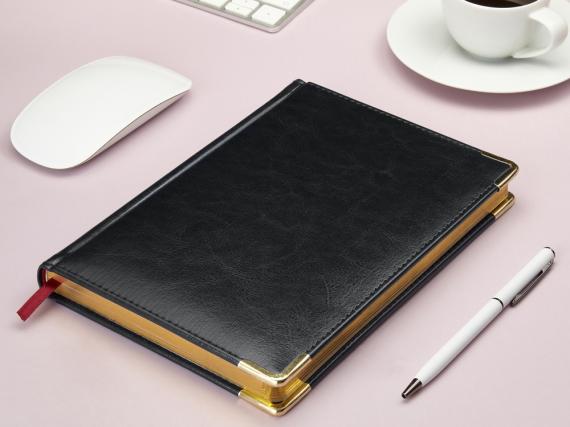 Ежедневник датированный А5 «Sidney Nebraska» на 2026 год, с золотым срезом и уголками