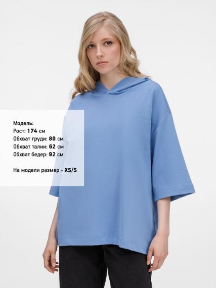 Футболка оверсай унисекс с капюшоном Neofit, синяя, размер XL/XXL