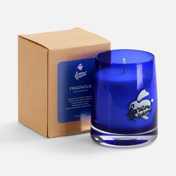 Ароматическая свеча Fragnola, пряная древесина и кардамон, темно-синяя