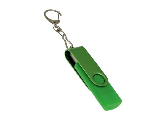 USB 2.0- флешка на 32 Гб с поворотным механизмом и дополнительным разъемом Type-C