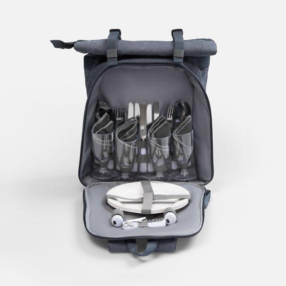 Набор для пикника Picnivo на 4 персоны, темно-серый меланж