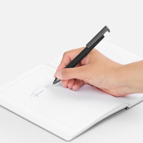 Ручка шариковая Standic с подставкой для телефона, черная