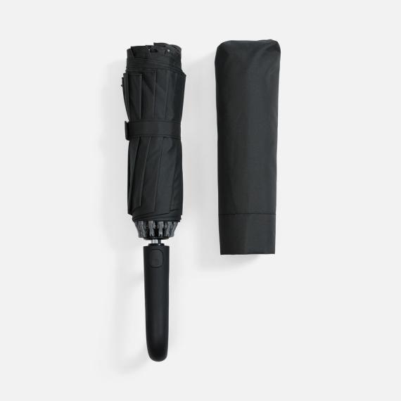 Зонт обратного сложения inLoop с ручкой-карабином, черный