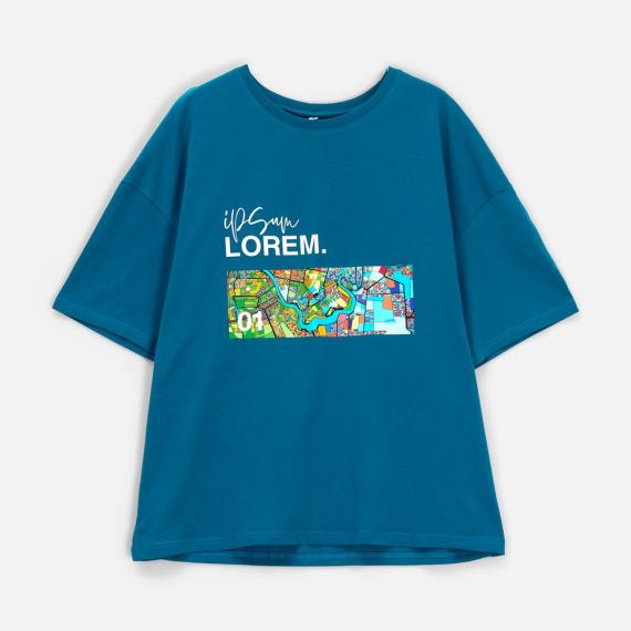 Футболка унисекс оверсайз Crosstown, бирюзовая (морская волна), размер XXL