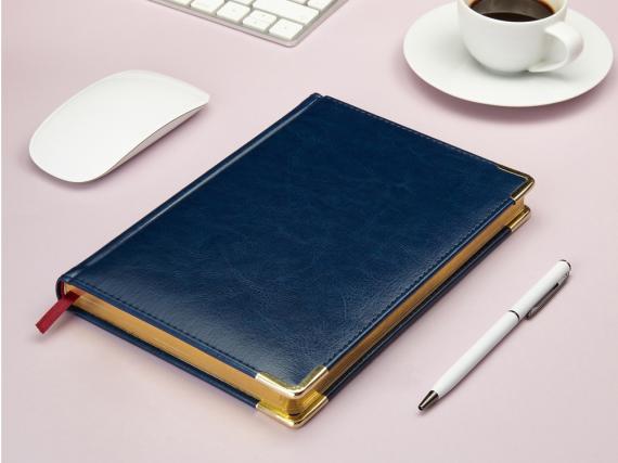 Ежедневник датированный А5 «Sidney Nebraska» на 2026 год, с золотым срезом и уголками