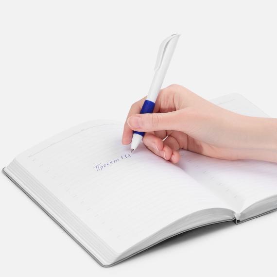 Ручка шариковая Grip, белая с синим