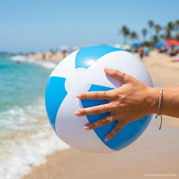 Надувной пляжный мяч Cruise, голубой с белым